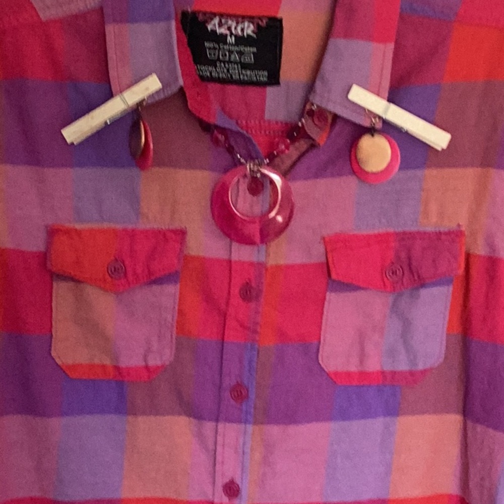 AZUR Women’s Red and Purple Plaid Shirt - Picture 5 of 6